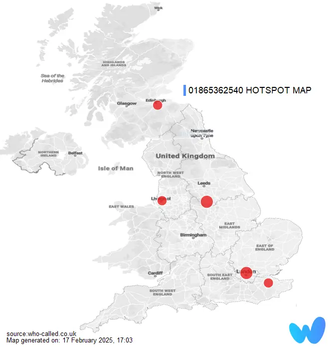 01865362540: In-Depth Regional Activity Analysis | Who Called Me?